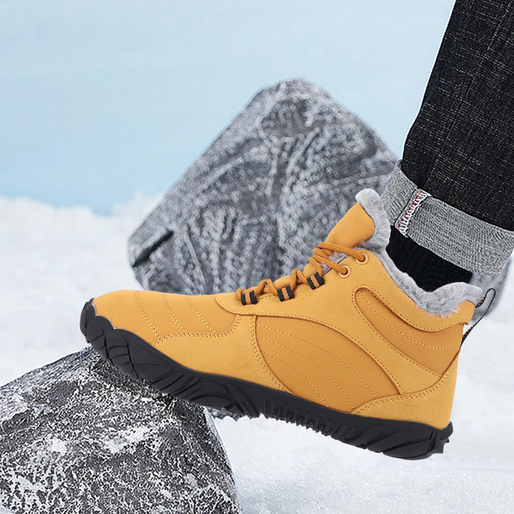 2024 Men Winter Boots Outdoor Barefoot Boots For Women Ankle Boots Plush Warm Snow Shoes Non-slip Sneakers Big Size Couple Shoes - Image 4