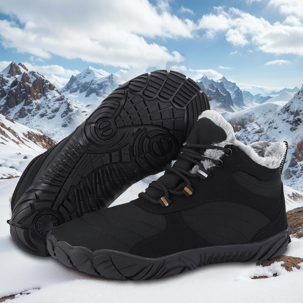 2024 Men Winter Boots Outdoor Barefoot Boots For Women Ankle Boots Plush Warm Snow Shoes Non-slip Sneakers Big Size Couple Shoes - Image 2