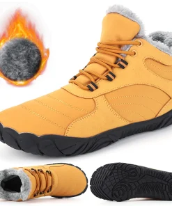 2024 Men Winter Boots Outdoor Barefoot Boots For Women Ankle Boots Plush Warm Snow Shoes Non-slip Sneakers Big Size Couple Shoes