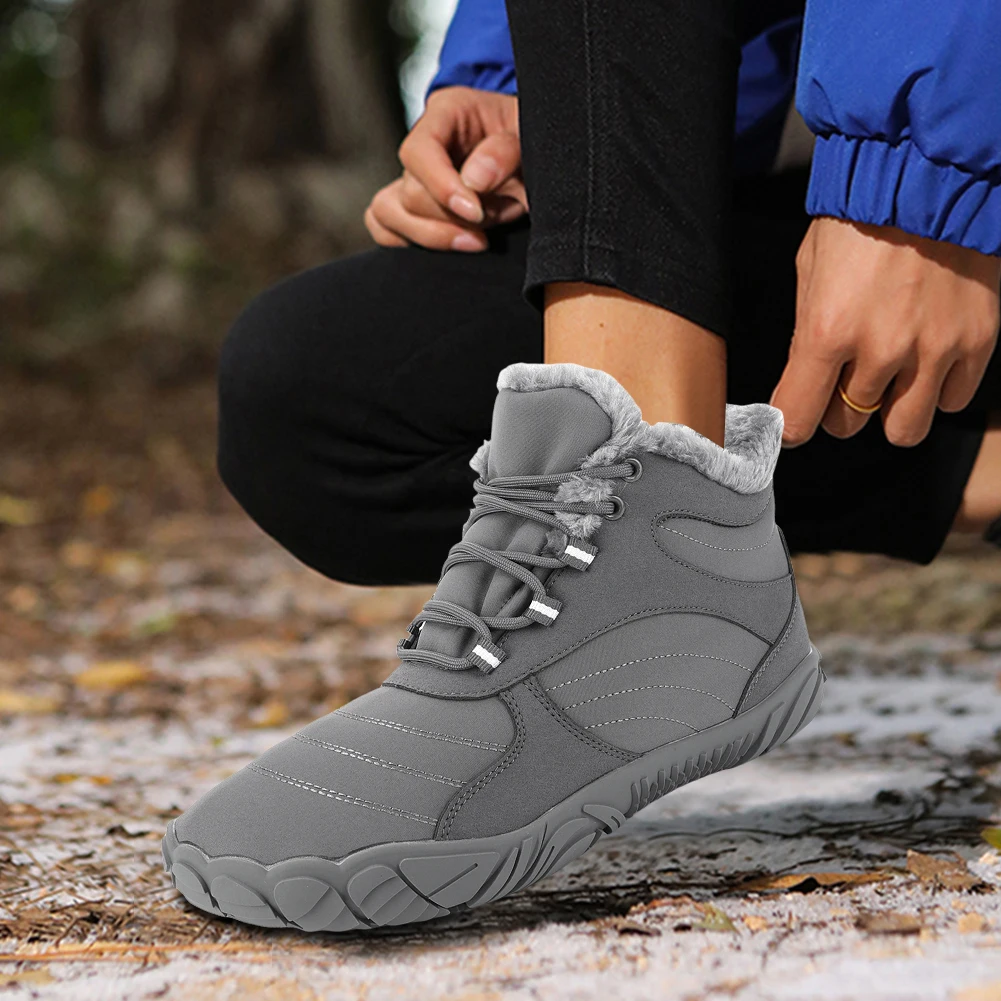 2024 Men Winter Boots Outdoor Barefoot Boots For Women Ankle Boots Plush Warm Snow Shoes Non-slip Sneakers Big Size Couple Shoes - Image 3