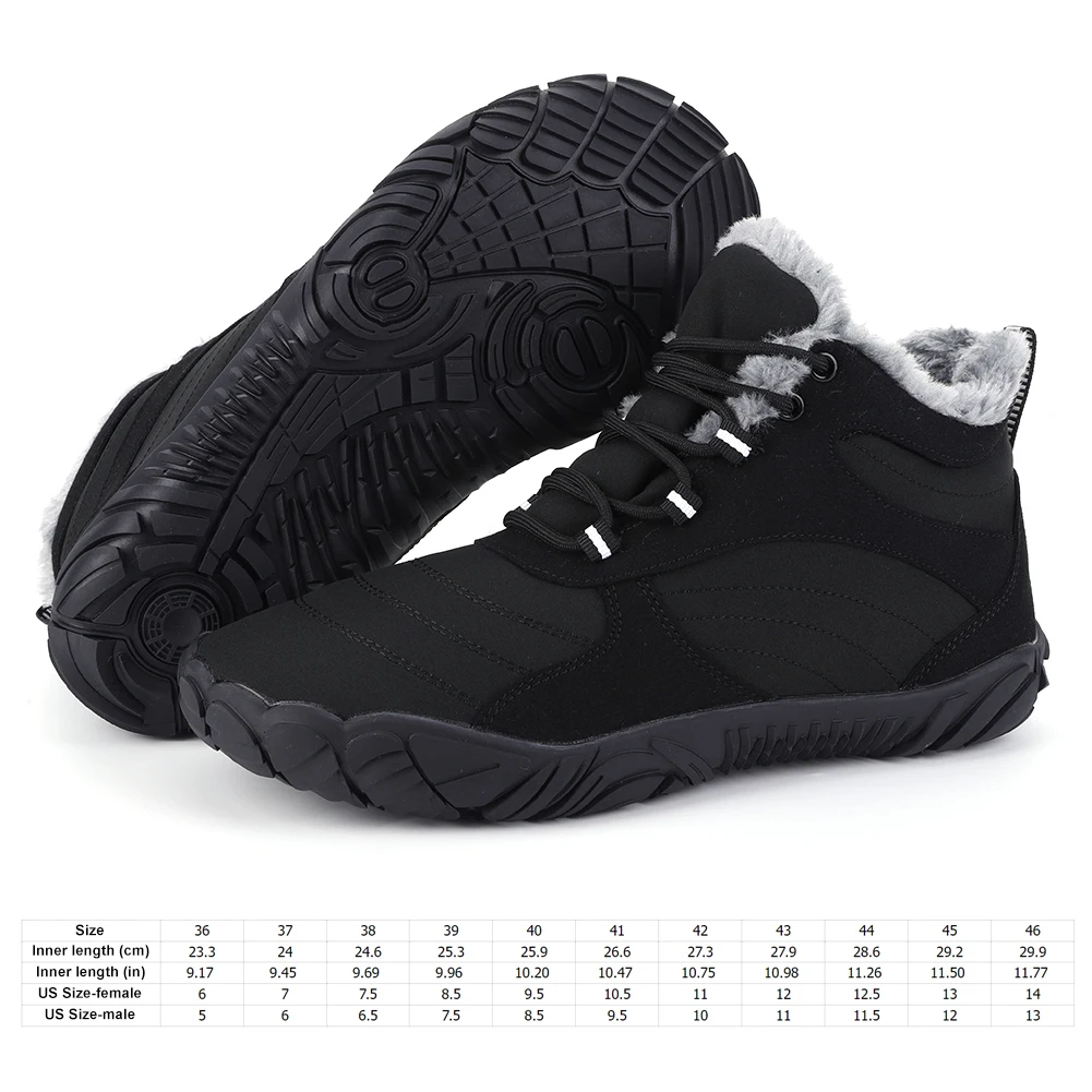 2024 Men Winter Boots Outdoor Barefoot Boots For Women Ankle Boots Plush Warm Snow Shoes Non-slip Sneakers Big Size Couple Shoes - Image 6