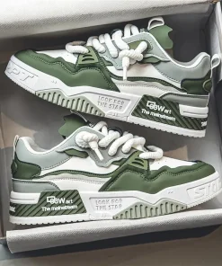 Men's Trendy Skate Shoes, Comfy Non Slip Casual Lace Up Sneakers For Men's Outdoor Activities